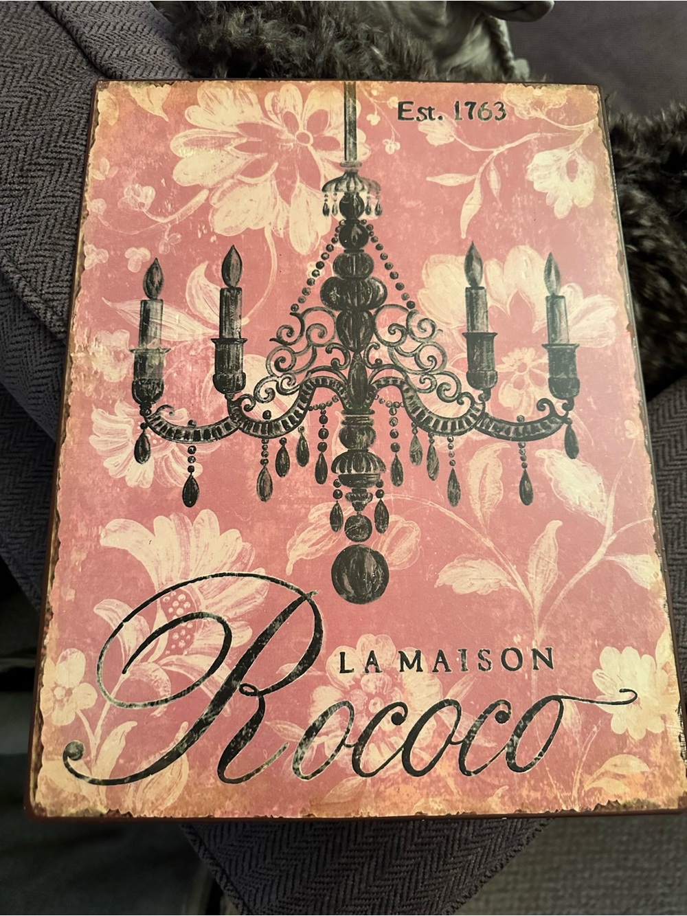 La Maison Rococo Wall Art Sign - Pink Floral Chandelier